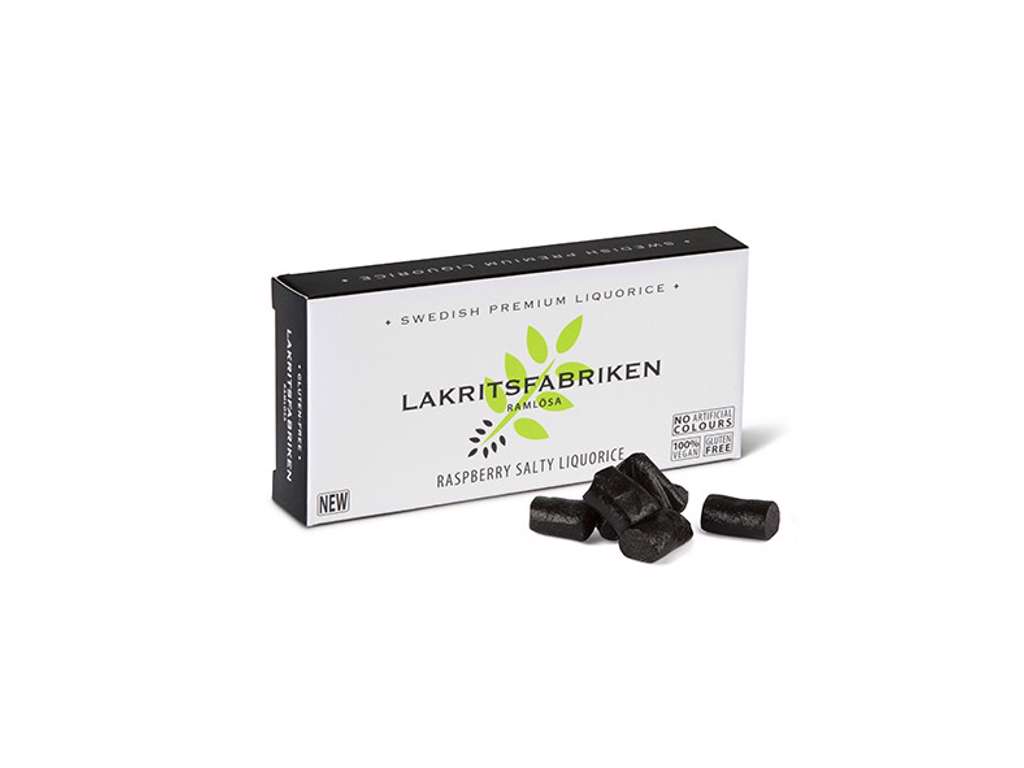 Lakritsfabriken Saltlakrids med hindbær, 40g