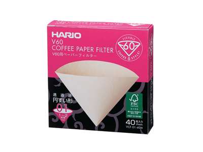 Hario Kaffefiltre 40 stk ubleget, 01