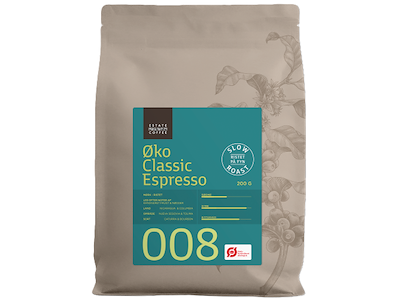 08 Estate Coffee, ØKO Classic Espresso, Hele bønner, 200 gr.