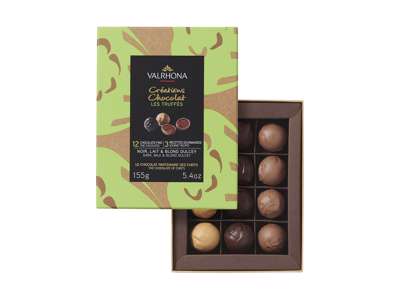 Valrhona Gaveæske Chokoladetrøfler, 12 stk 155g.