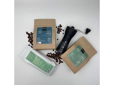 Smagepakke  Kaffe & Hariokværn, 3 Varianter, 3x200g hele bønner