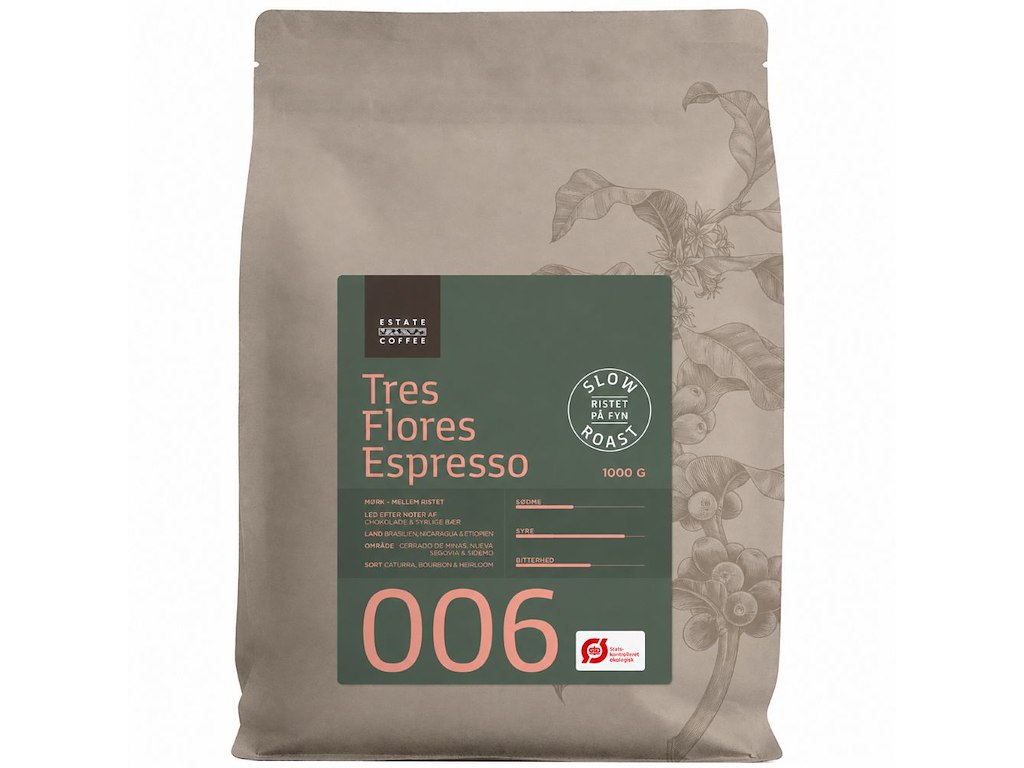 06 Estate Coffee Tres Flores Espresso Retail ØKO, Hele bønner, 1 kg