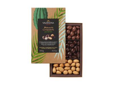 Valrhona Gourmet-gaveæske m. overtrukne mandler og hasselnødder, 300g