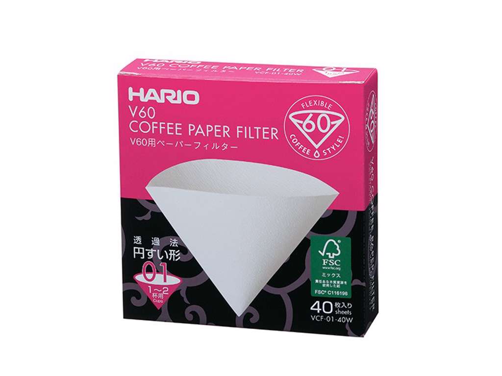 Hario Kaffefiltre 40 stk hvid, 01