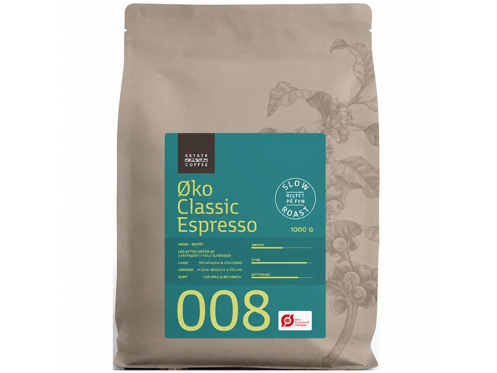 08 Estate Coffee, ØKO Classic Espresso, Retail, 1 kg.