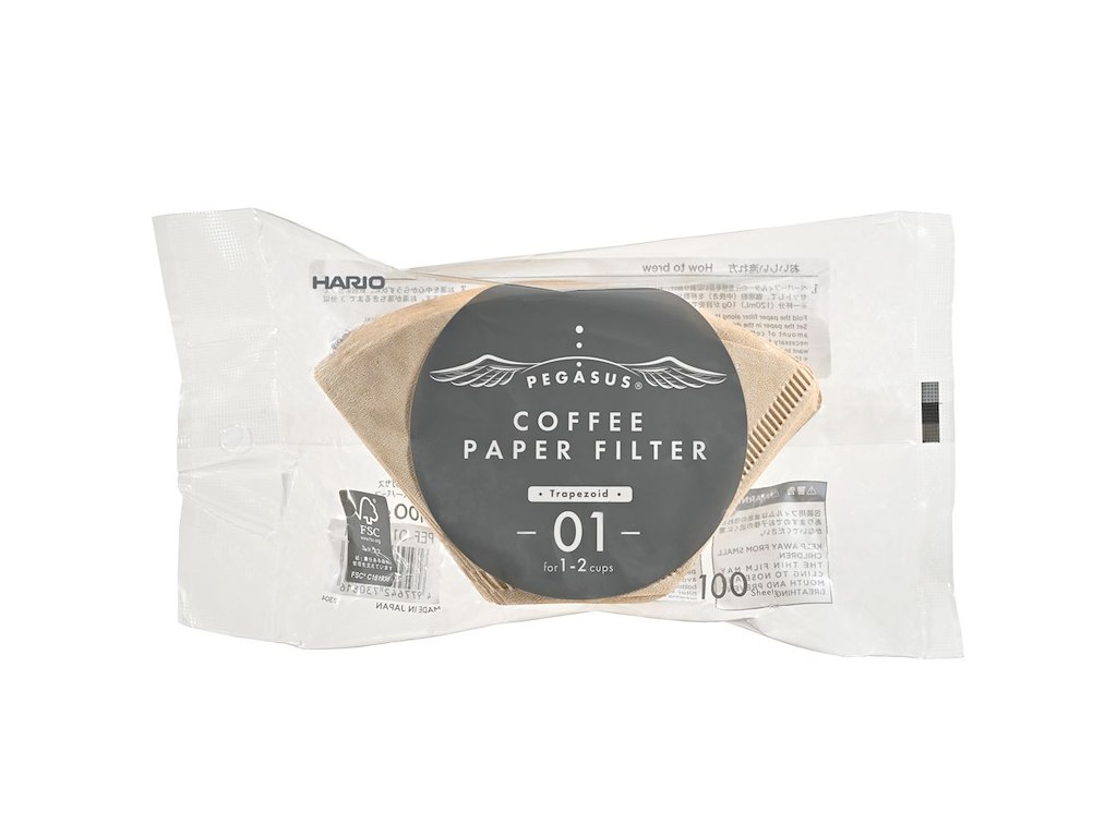 Hario Pegasus Kaffefiltre 100 stk. Ubleget, 01