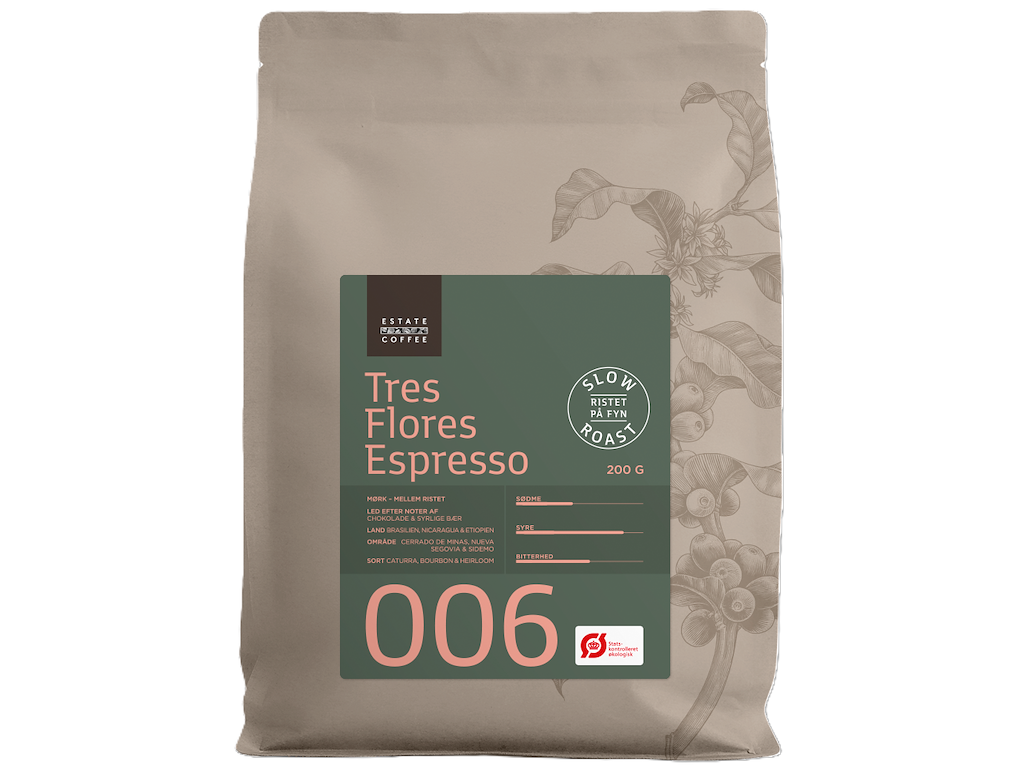 06 Estate Coffee, Tres Flores Espresso, ØKO, Hele bønner, 200 gr.