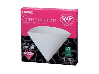 Hario Kaffefiltre 40 stk hvid, 03
