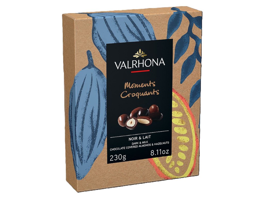 Valrhona Gaveæske m. overtrukne mandler og hasselnødder, 230g