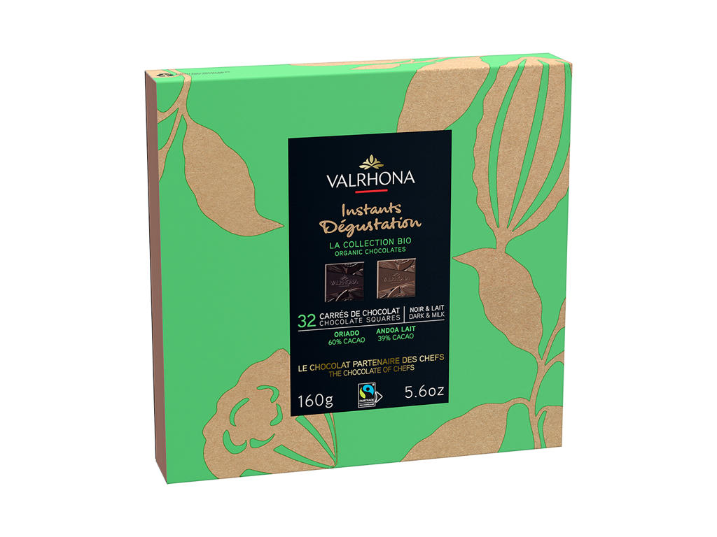 Valrhona Coffret Carrés Noir & Lait økologisk, 32 stk